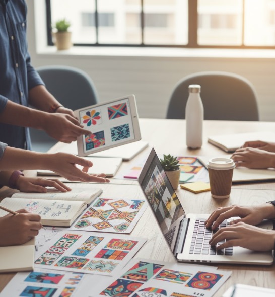 Equipe de trabalho colaborando em um projeto